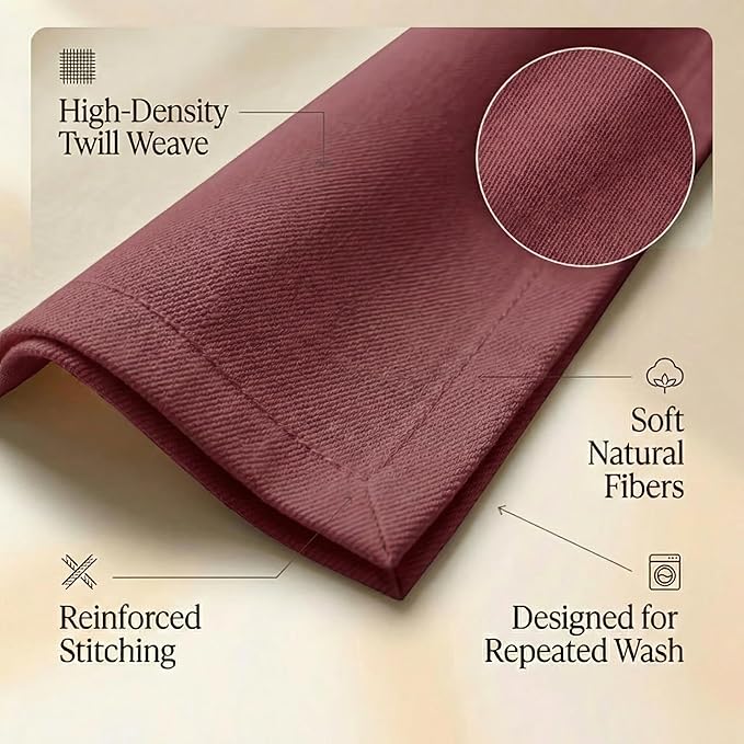 ACCENTHOME Accent Home 100% Cotton Napkins, Delicate Cloth Napkins for Dinners, Parties and Weddings，18 x 18 Inch Set of 6 - Burgundy