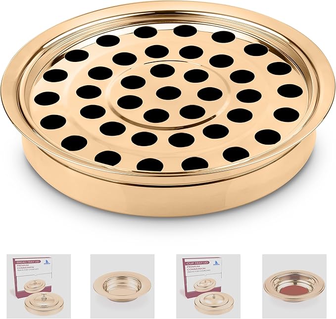 (Cup Tray) Gold Premium Communion Trays for Churches | Stainless Steel Communion Ware Set, Supplies | 40 Cup Tray