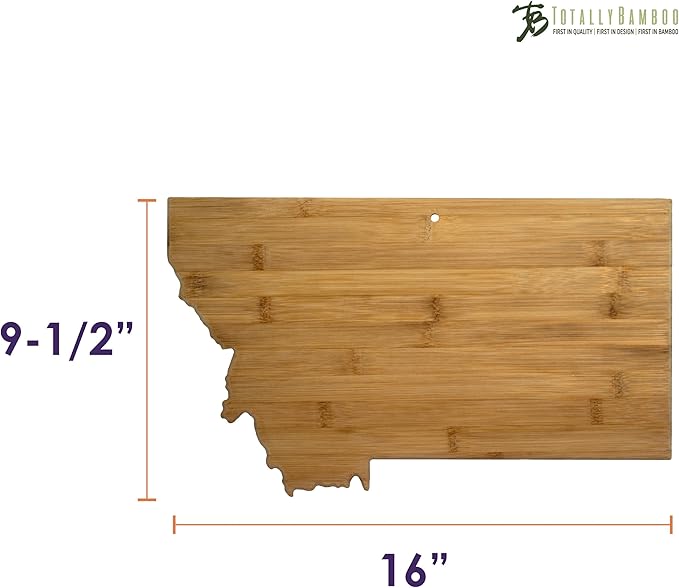 Totally Bamboo Montana State Shaped Bamboo Serving and Cutting Board