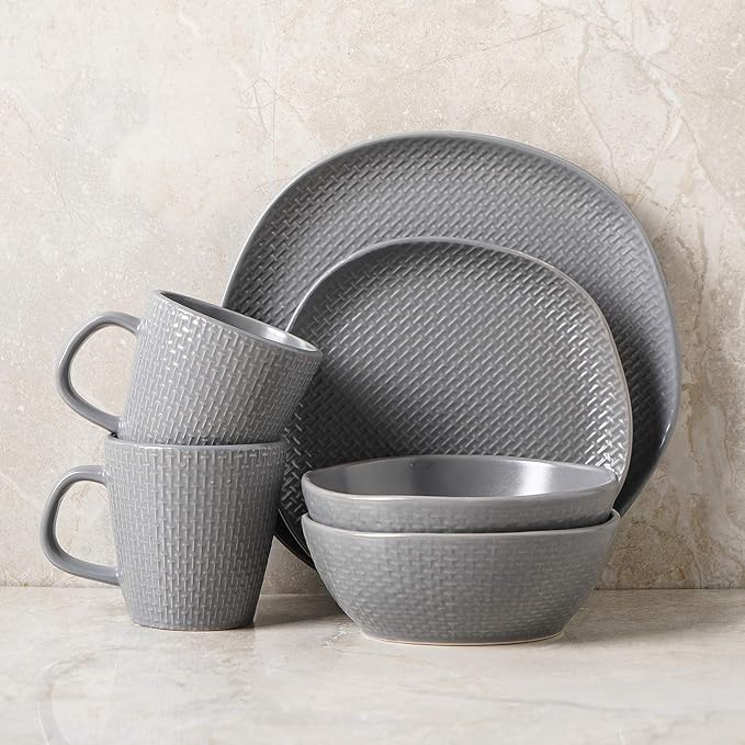Stone Lain Abigail 16-Piece Dinnerware Set Stoneware, Gray