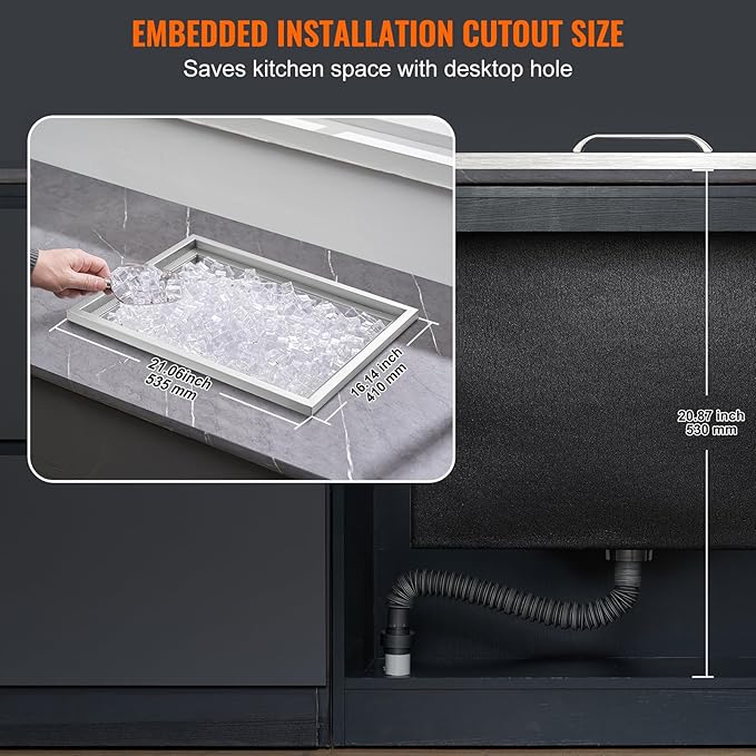 Happybuy Drop in Ice Chest 23''L x 17''W x 12''H with Cover 304 Stainless Steel Drop in Cooler Included Drain-Pipe and Drain Plug Drop in Ice Bin for Cold Wine Beer