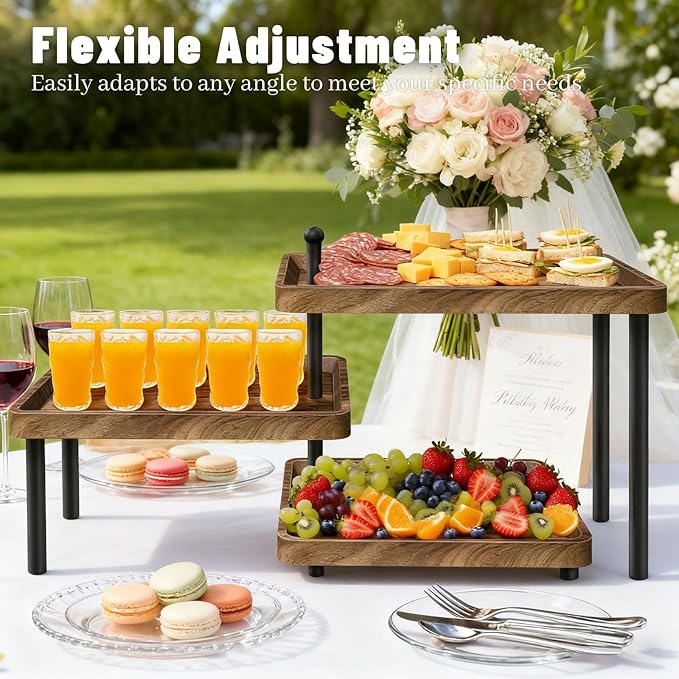 Serving Tray for Party, Cupcake Stand 3 Tiered Tray Stand Rotating Tiered Serving Tray Dessert Table Display Set Reusable Tiered Serving Platters for Cupcake, Veggie Fruit, Cookies, Dessert
