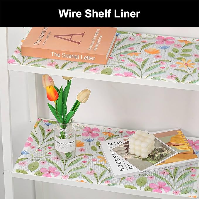 Cooyes Shelf Liner – Premium Non-Adhesive Cabinet & Drawer Liner for Kitchen – Waterproof Shelf Paper with Modern Pattern – Durable EVA Cabinet Mat – Easy to Cut （11.8" W x 118" L）