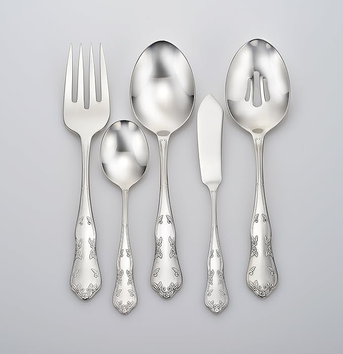 Liberty Tabletop Martha Washington 65-piece 18/10 Flatware Set service for 12, Includes Serving Pieces Made in USA