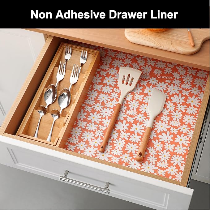 Cooyes Shelf Liner – Premium Non-Adhesive Cabinet & Drawer Liner for Kitchen – Waterproof Shelf Paper with Modern Pattern – Durable EVA Cabinet Mat – Easy to Cut （11.8" W x 118" L）