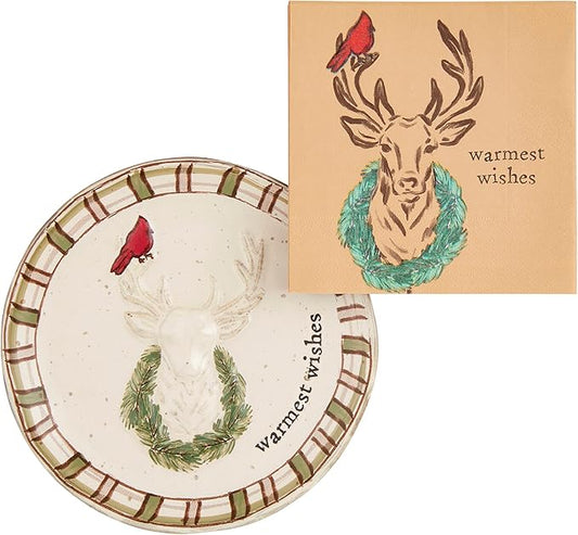 Mud Pie Appetizer Set, Warmest; plate 6 1/2" dia | napkin 5" x 5"