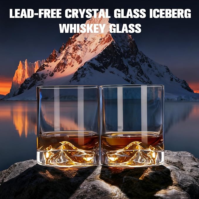 BQD Whiskey Glasses Set of 2 Pack,Old Fashioned Glasses Rocks Glasses for Bourbon,Scoth,Cocktail