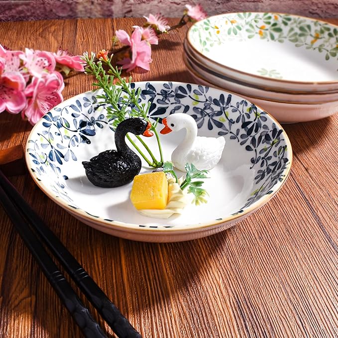 Ceramic Appetizer Plates, 5.6 Inch Round, Small Dessert Plates for Snacks, Set of 4