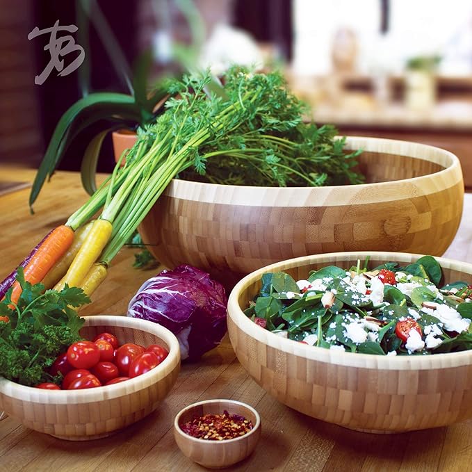 Totally Bamboo Classic Large Bamboo Serving Bowl, 12" x 12" x 4-1/2"