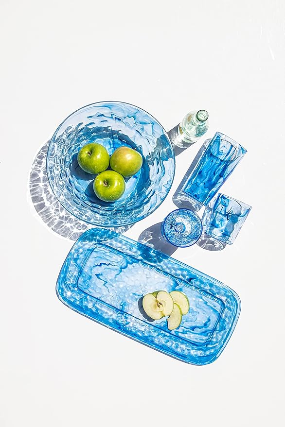 Aegean 17'' x 8.4'' Durable Acrylic Serving Tray, Shatter-Resistant and Dishwasher-Safe Indoor/Outdoor Plate to Serve Appetizers, Main Courses, Desserts, or Cheeses - Blue