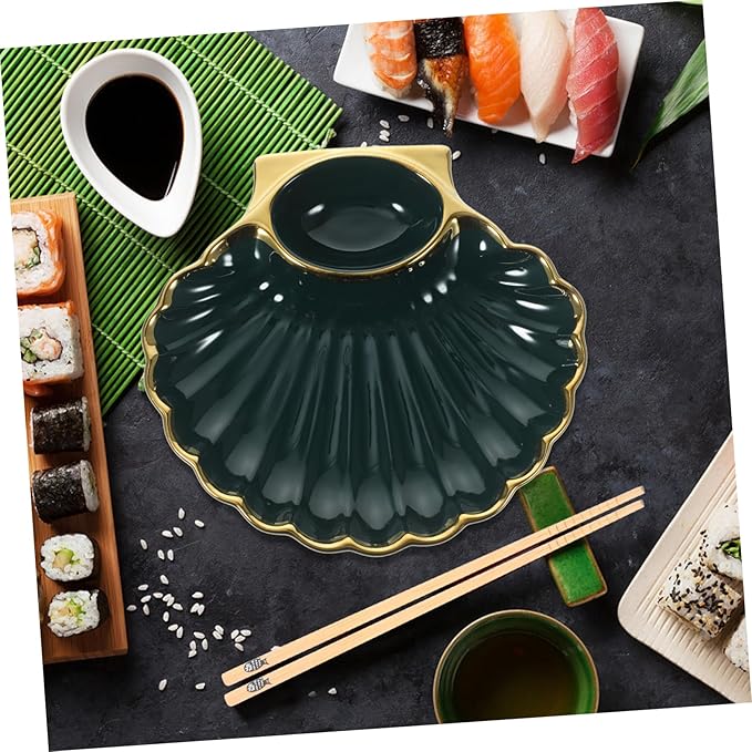 BESTOYARD 1pc Dumpling Plate Vinegar Dish Versatile Serving Platter for Appetizers Sushi French Fries More Stylish Shell-shaped Design for Homes and Restaurants
