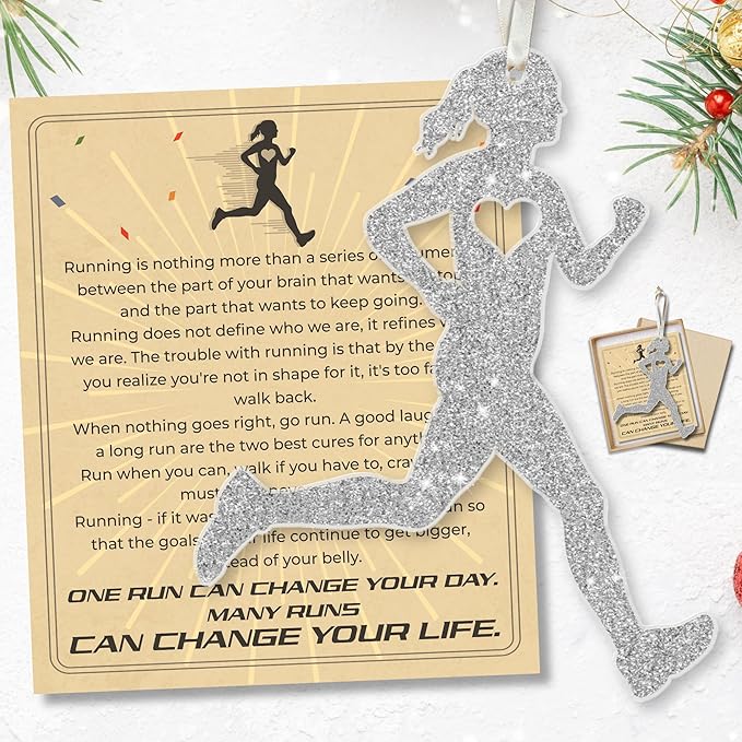 Running Ornaments - Running Christmas Ornament - Runner Ornaments for Christmas Tree - Run Lovers Gifts for Women, Men - Acrylic Hanging Ornament