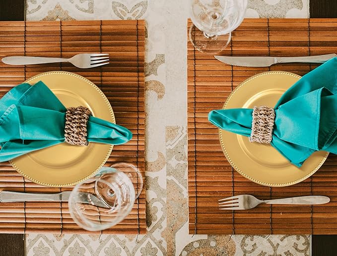 50 Pcs Gold Charger Plates Round Charger Plates13 Inch Bulk Wedding Dinner Elegant Reusable Plastic Chargers Plates Wedding Holiday Party Baby Shower Event Decoration (Gold)