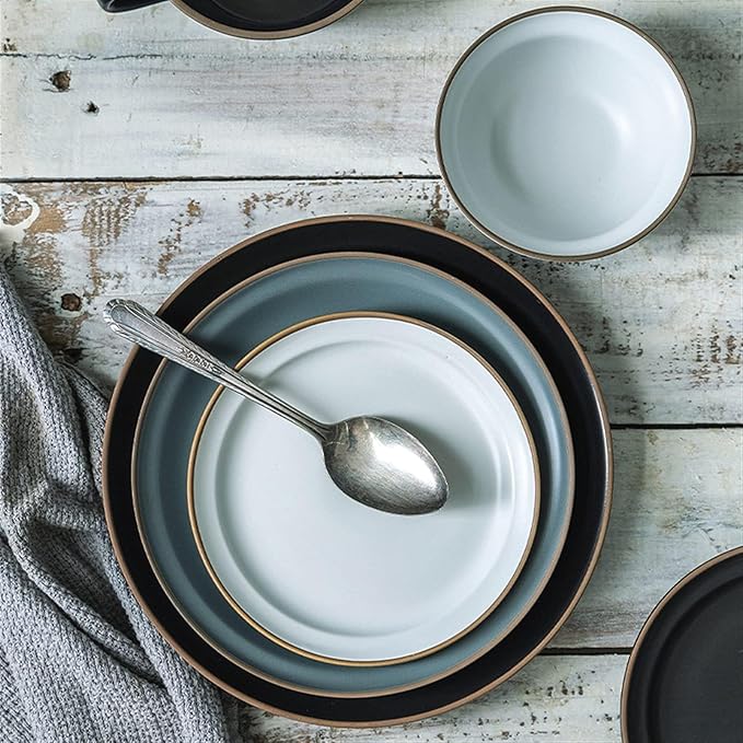 Dinner Plate Simple Ceramic Dinner Plates Creative Grey Nordic Plate Household Dishes and Bowls Porcelain Tableware for Kitchen(9 Inch Plate Grey)