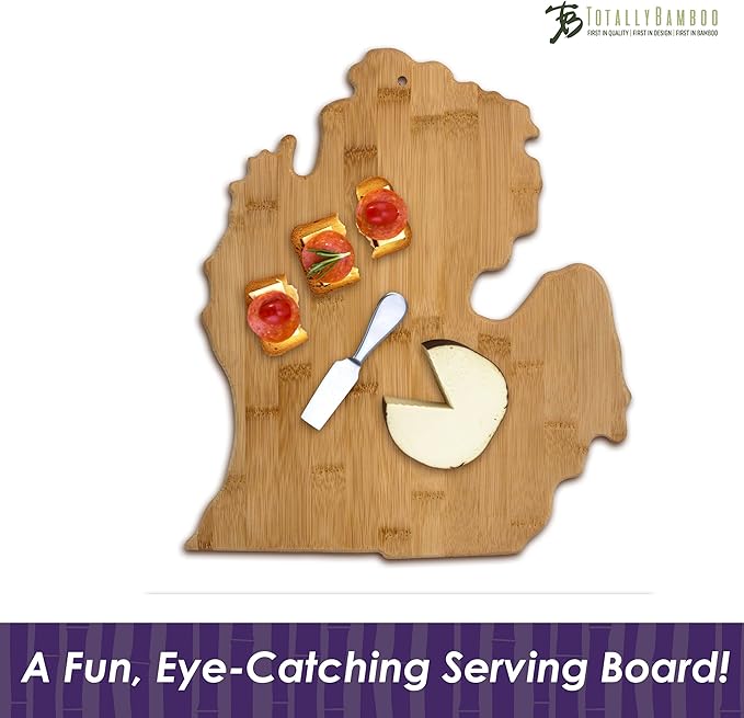 Totally Bamboo Michigan State Shaped Bamboo Serving & Cutting Board