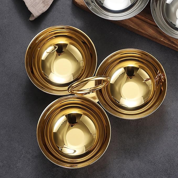 Stainless Steel Snack Serving Bowls Serving Trays Versatile Easy to Clean Appetizer Plates Fruit Plates for Party Bar Candies (Gold)