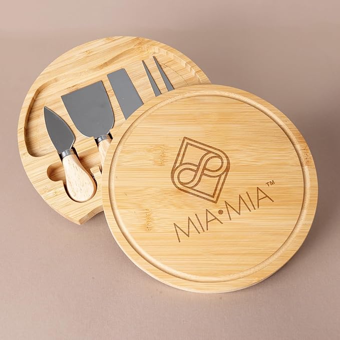 Custom engraved luxury charcuterie board & knife set/4pcs, personalized cheese chopping serving tray for fruits, food, dessert for table decoration, personalized gift for hostess (Your own text/logo)