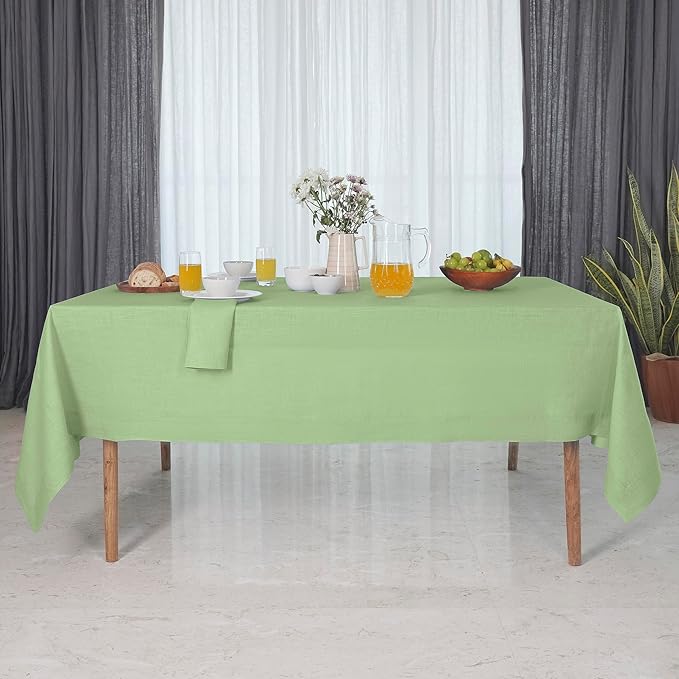 D'Moksha Homes Linen Tablecloth 60 x 120 Inch - 100% Pure Linen Sage Green Table Cloth for Rectangle Tables - Machine Washable Cloth Tablecloth for Winter, Christmas, Holiday, New Year
