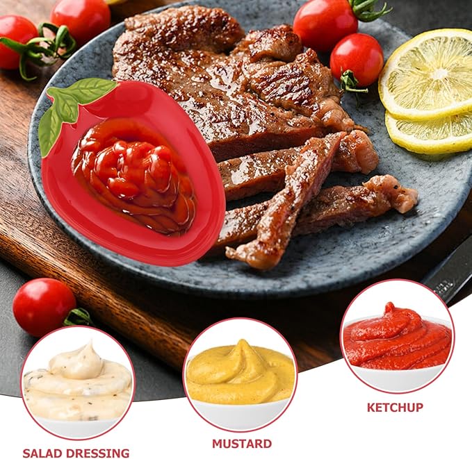 Hemoton 4pcs Creative Strawberry Ceramic Snack Plates Appetizer Dishes for Sushi Desserts and Sauces for Home Restaurant and Party Use