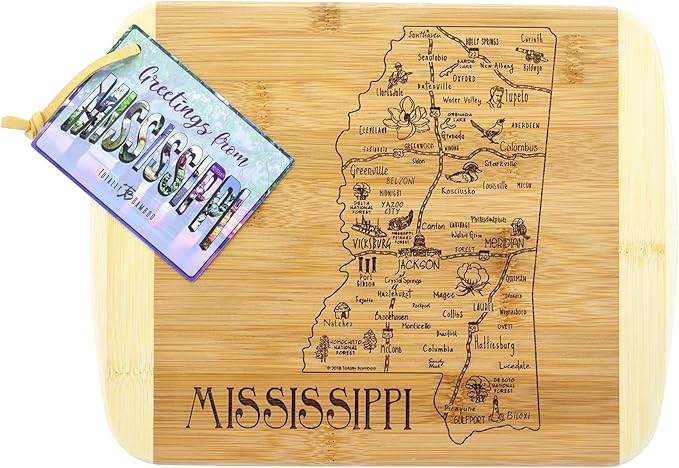 Totally Bamboo A Slice of Life Mississippi State Serving and Cutting Board, 11" x 8.75"