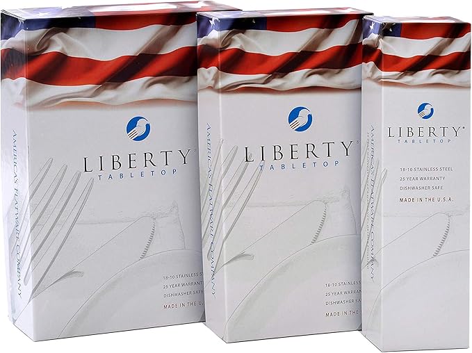 Liberty Tabletop Annapolis 43 Piece Flatware Set Service for 8 Includes 3pc Serving Set Mirror (Bright) Finish MADE IN USA