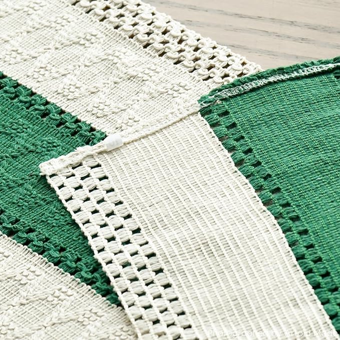 Artoid Mode Dark Green Farmhouse Rustic Table Runner, Seasonal Christmas Holiday Hollow Kitchen Dining Table Decoration for Home Party Decor 12x72 Inch