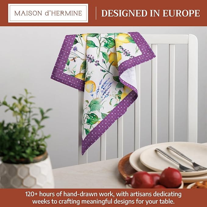 Maison d' Hermine Cloth Napkins Set of 4 100% Cotton Soft & Durable Everyday Reusable Square Napkins Cloth Washable, Dinner, Cocktail Party, Wedding, Restaurant (Siverque, 18" x 18")