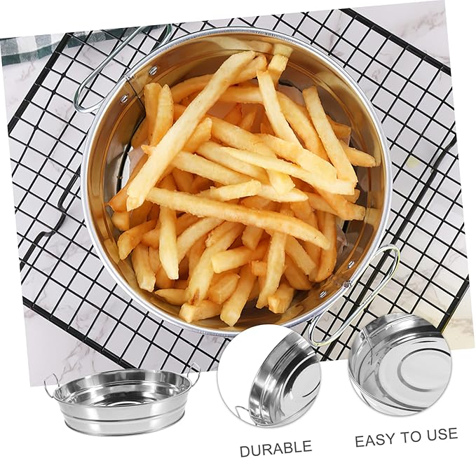 IMIKEYA Snack Serving Tray Handles Round Stainless Steel Plate Dish Buffet Decor
