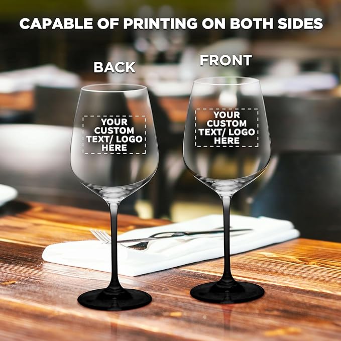 Custom Crystal Wine Glasses 17.5 oz Set of 48, Personalized Bulk Pack - Restaurant Glassware, Perfect for Red Wine or White Wine - Black