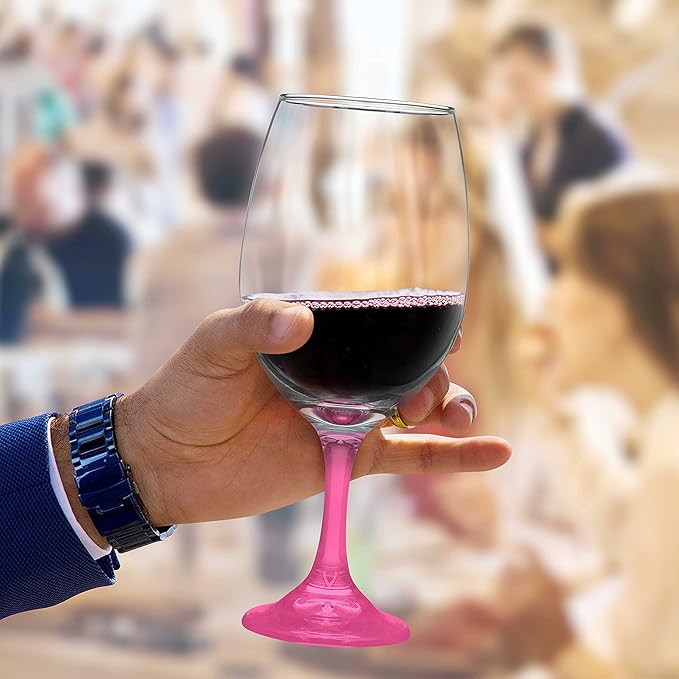 DISCOUNT PROMOS Rioja Grand Wine Glasses 20.75 oz. Set of 10, Bulk Pack - Perfect for Hotel, Bar, Restaurant or Lounge - Pink