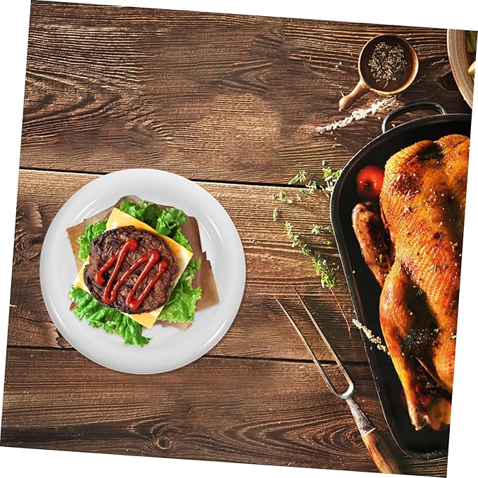 Round Ceramic Plate Set Appetizer and Dessert Plates Multi-functional White Steak and Snack Trays Thick Edge Design for Home and Party Use