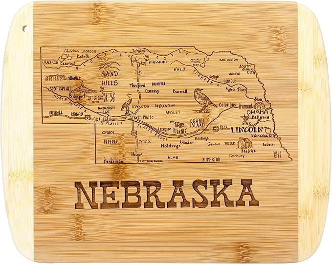 Totally Bamboo A Slice of Life Nebraska State Serving and Cutting Board, 11" x 8.75"