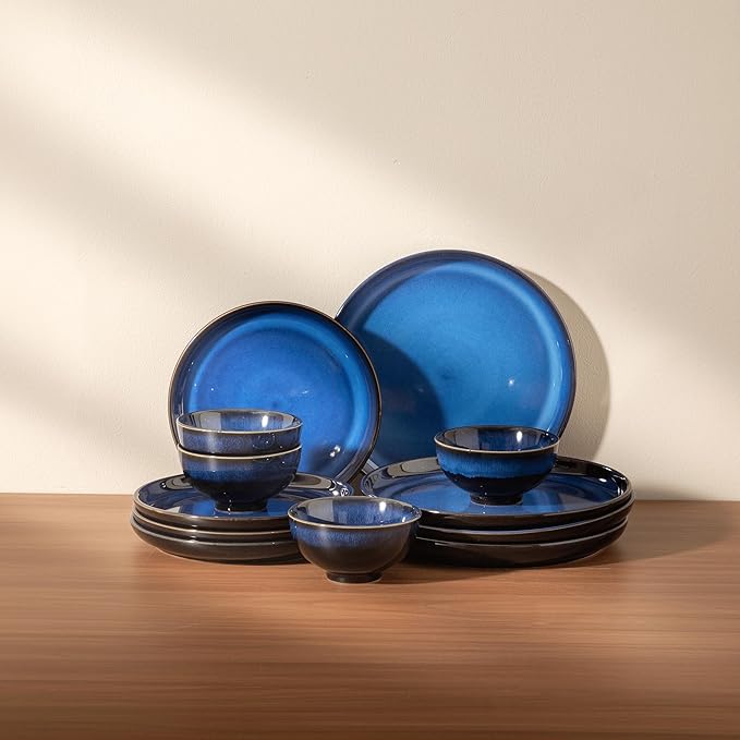 Dinnerware sets plates and bowls sets modern plates stoneware dinnerware set Plates and Bowls Set for 4, 12 Pieces Dishes,Microwave and Dishwasher Safe Tableware (style - 3, 4 - Set (12pcs))