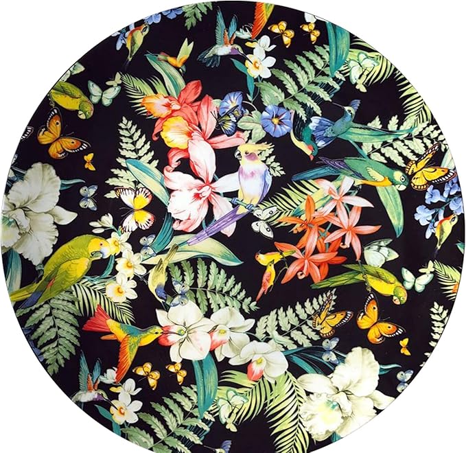 SHINING Porcelain Bone China Dinnerware Ceramic Floral Design Tableware Service Plate Mug Bowl Set (Black 8" Plate)