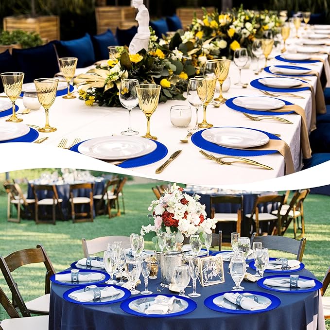 50 Pcs Royal Blue Charger Plates Round Charger Plates13 Inch Bulk Wedding Dinner Elegant Reusable Plastic Chargers Plates Wedding Holiday Party Baby Shower Event Decoration (Royal Blue)