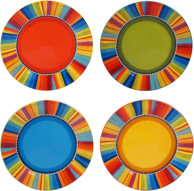 Sierra 16-Piece Ceramic Dinnerware Set: Service for 4, Includes Dinner Plates, Salad Plates, Mugs, and Ice Cream Bowls - Great for Everyday Meals, Entertaining, and Vibrant Table Settings