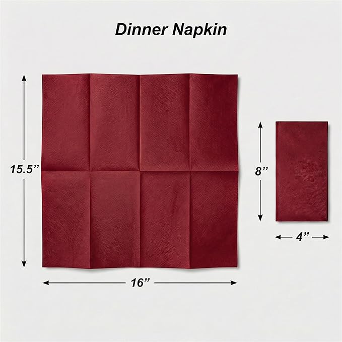 AMERICAN HOMESTEAD Paper Napkins - Burgundy Disposable Linen-Like Dinner Napkins - Restaurant-Quality Table Serviettes for Weddings, Parties, and Events - 15.75" x 15.75" - 50 Count