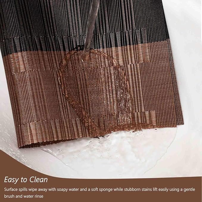 AHHFSMEI Placemats for Dining Table Set of 8 Woven Vinyl Plastic Place Mats Non-Slip Heat Insulation Stain Resistant Table Mats Washable Easy Clean Placemats (Multi Brown 8)