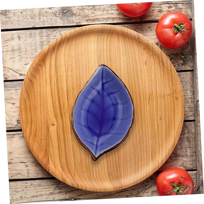 4pcs Leaf-shaped Ceramic Sauce Dishes Multi-use Porcelain Appetizer Plates for Jam Ketchup and Dessert Elegant Crackle Glaze Design for Parties and Home Dining