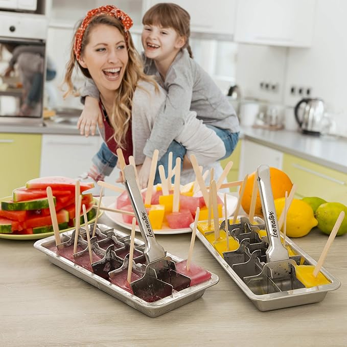 Easy Removal Metal Ice Trays with Handle - Stainless Steel Ice Cube Maker and Tray, 18 Slot Mold - BPA-Free, Food-Grade Freezer Molds for Baby Food, Juice, Popsicles (1 Pack)
