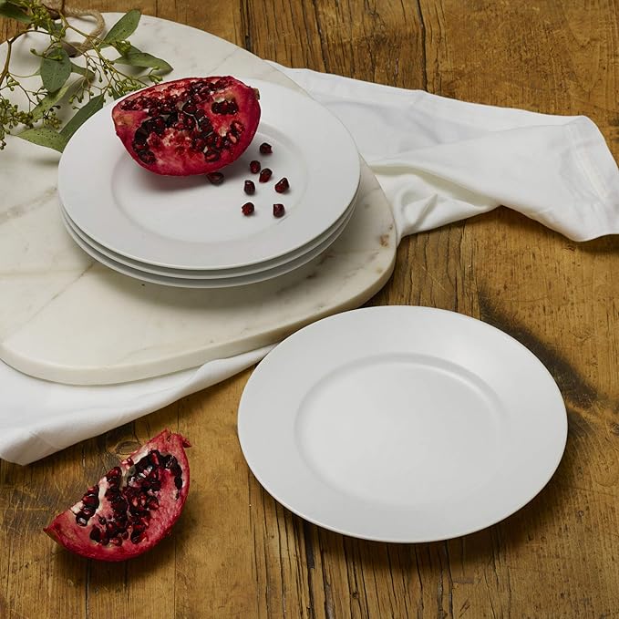Everyday White Classic Rim Set of 4 Salad Plates, 8.25 inch