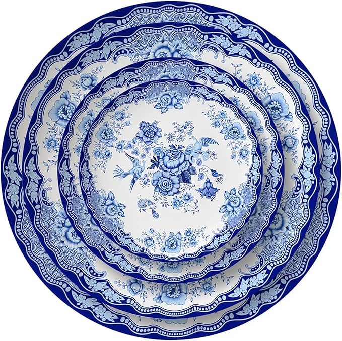 European American Style Sample Room Tableware Set Setting Blue Western Plates Hotel Dinner Plates Bowls Coffee Cups and Saucers Tableware Tableware Set Blue and White Ceramic Home Kitchen Tableware Se