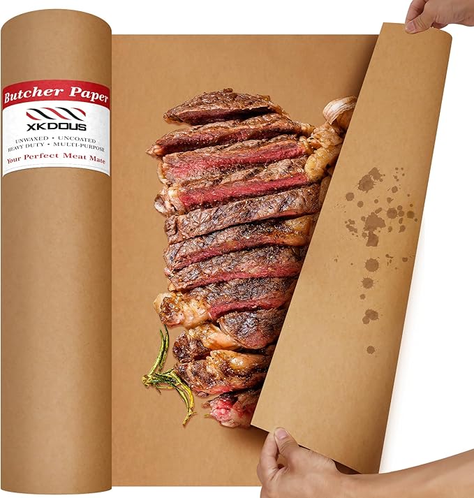 Brown Butcher Paper Roll, 12 Inch X 80 Feet, Unwaxed BBQ Paper for Smoking Meat and Charcuterie