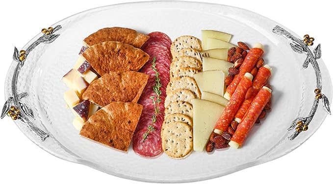 Fitz and Floyd Nature's Greeting Glass Serve Decorative Tray, 14 x 9.75 x 1.25 Inch