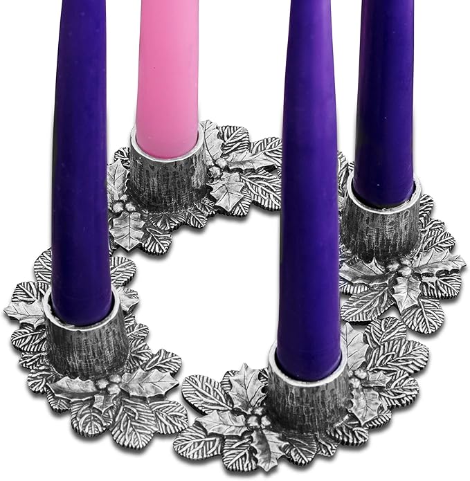 Danforth Advent Wreath Candle Holder Set – Handcrafted Pewter Advent Candle Holders – Made in USA