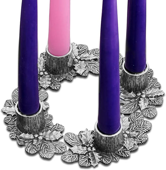 Danforth Advent Wreath Candle Holder Set – Handcrafted Pewter Advent Candle Holders – Made in USA