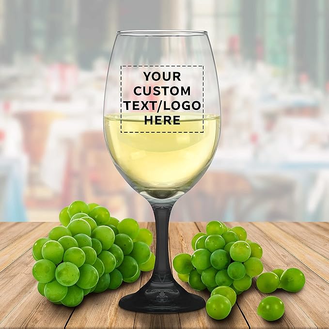 Custom Rioja Grand Wine Glasses 20.75 oz. Set of 50, Personalized Bulk Pack - Perfect for Hotel, Bar, Restaurant or Lounge - Black