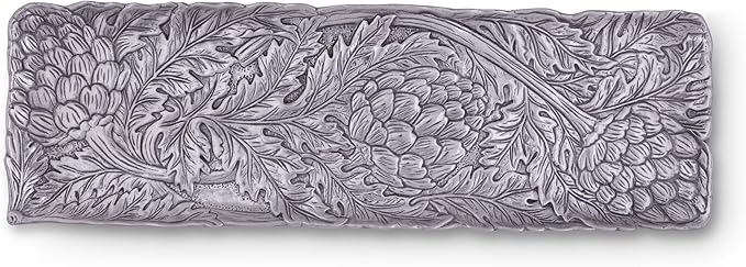Arthur Court Horse Artichoke Metal Serving Tray for Serving Food, Snacks, Desserts Platter Cheese Platter - Silver Artichoke Style 19.25 inch x 6 inch