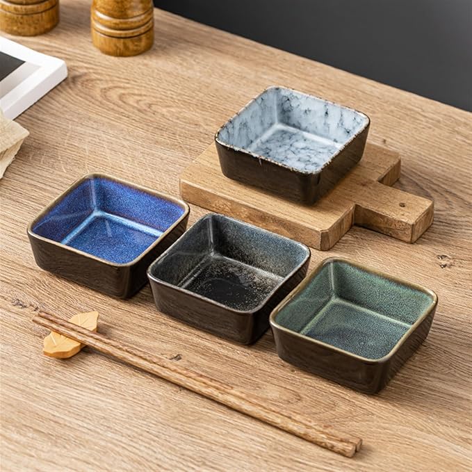 Sauce Dish Retro Ceramic Snack Plate Commercial Hot Pot Seasoning Household Sauce Plate Dipping Bowl Appetizer Plate Snack Plate(A), ZCL2024