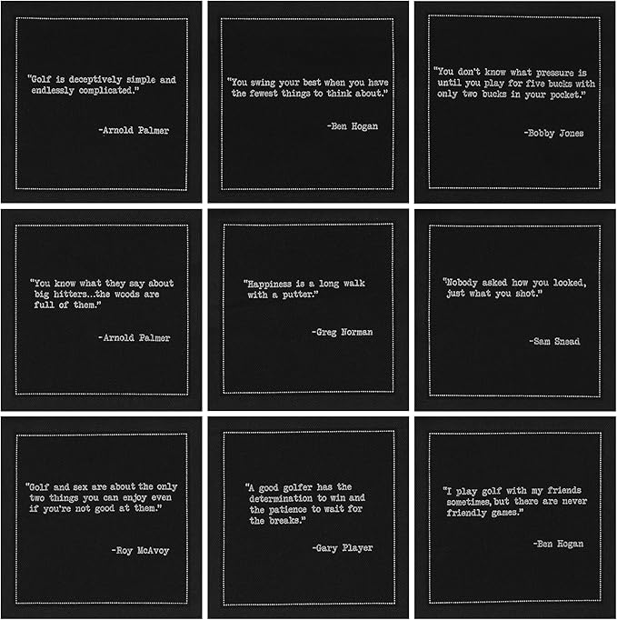 Five Star Funny Golf Legends Quotes | Black Cotton Cocktail Napkins | 50 Luxury Disposable Beverage Napkins with Witty Bar Quotes | Drink Napkins for Parties, Bars, Weddings & Game Nights